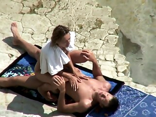 beach voyeur Reluctant beach sex amateur